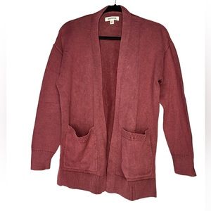 Goodthreads Women Mineral Wash Burgundy Open Cardigan Sweater Size Small